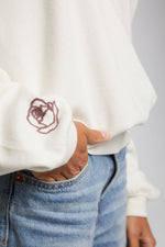 Load image into Gallery viewer, Chaser Embroidery Roses Pullover in Cream