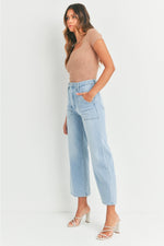 Load image into Gallery viewer, Just-Black-Denim-Cargo-Pocket-Wide-Leg-Front-Side-01