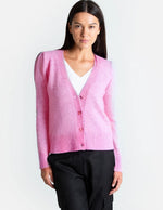Load image into Gallery viewer, QUINN Puff Sleeve Cashmere-Blend Peony Cardigan