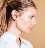Load image into Gallery viewer, Yellow Gold Sophie Ratner Large Five Diamond Drop Hoops