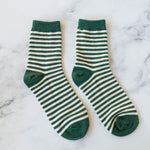 Load image into Gallery viewer, Thin Stripe Casual Socks - Olive Green