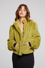 Load image into Gallery viewer, chaser-olivegreen-faux-fur-jacket