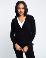 Load image into Gallery viewer, QUINN Grace Cashmere Cardigan - Black