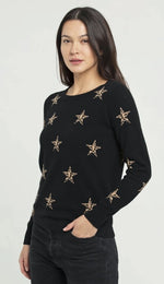 Load image into Gallery viewer, quinn-leopard-star-crew-neck-black-cashmere-02