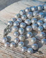 Load image into Gallery viewer, 13-15mm Silver Baroque Pearl Necklace with Diamond Clasp