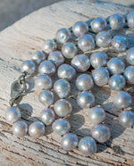 Load image into Gallery viewer, 13-15mm Silver Baroque Pearl Necklace with Diamond Clasp