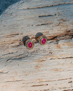 Load image into Gallery viewer, Ruby Cabochon Diamond Earrings 3