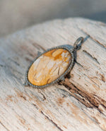Load image into Gallery viewer, Yellow Agate Diamond Pendant