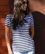 Load image into Gallery viewer, Outerknown - Sojourn Boy Tee - Stripe Navy - Main
