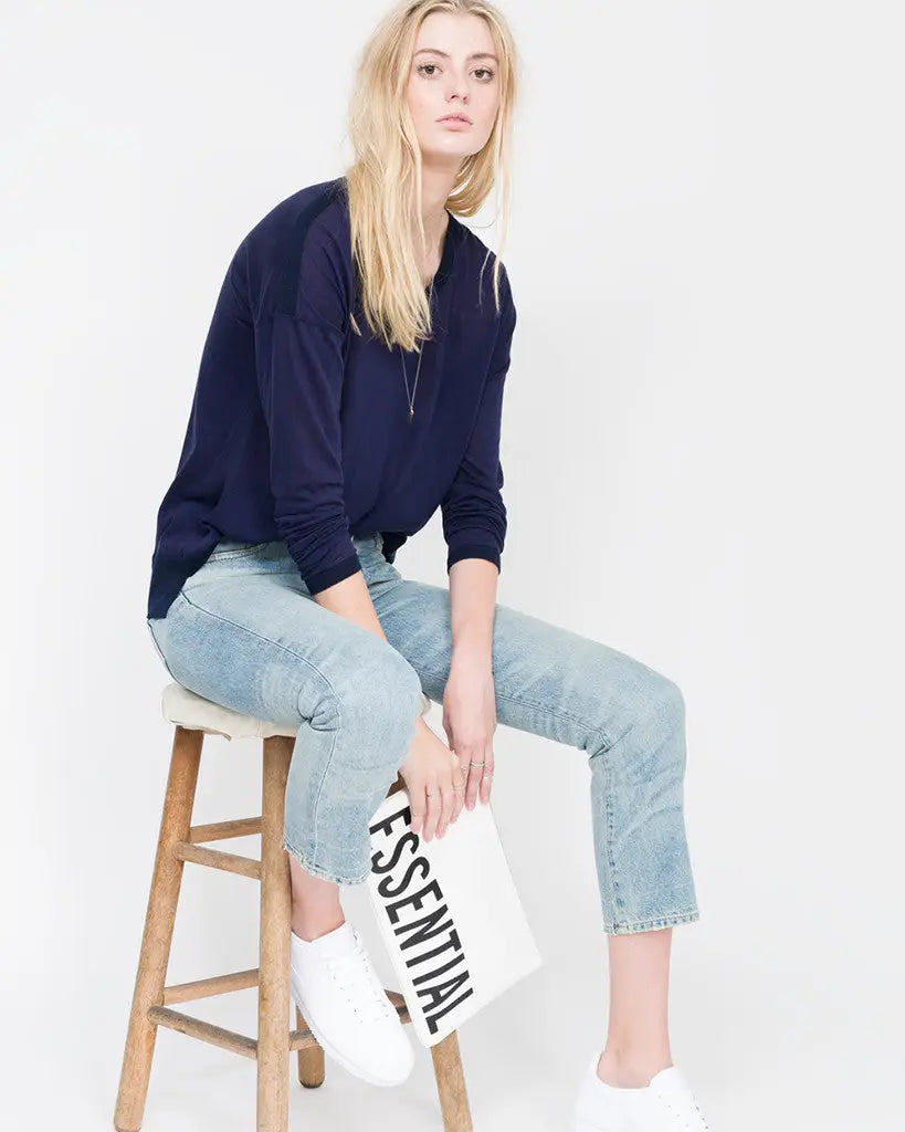 Alma Whisper Weight Cashmere Top - Model