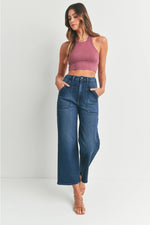 Load image into Gallery viewer, Just Black Denim Cargo Pocket Wide Leg Dark Denim
