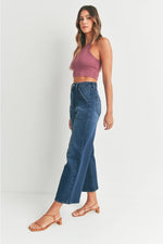 Load image into Gallery viewer, Just Black Denim Cargo Pocket Wide Leg Dark Denim
