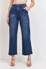 Load image into Gallery viewer, Just Black Denim Cargo Pocket Wide Leg Dark Denim
