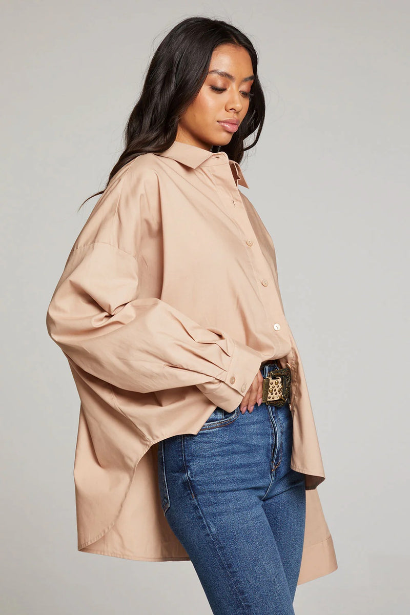Chaser - Ezra Warm Taupe Button Up - Sands Boutique – Sands Swim