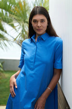 Load image into Gallery viewer, Foil Full Swin Trapeze Azure Dress

