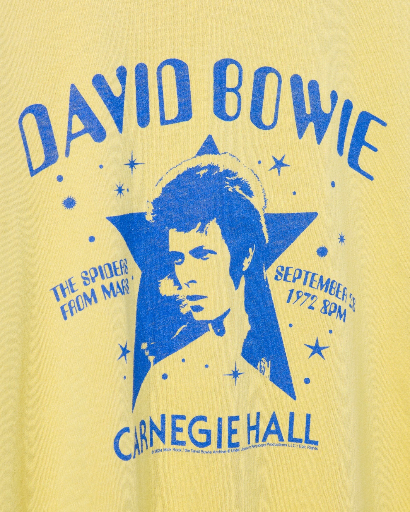Junk Food Clothing David Bowie Carnegie Hall Concert Tee in Muted Lime Green 