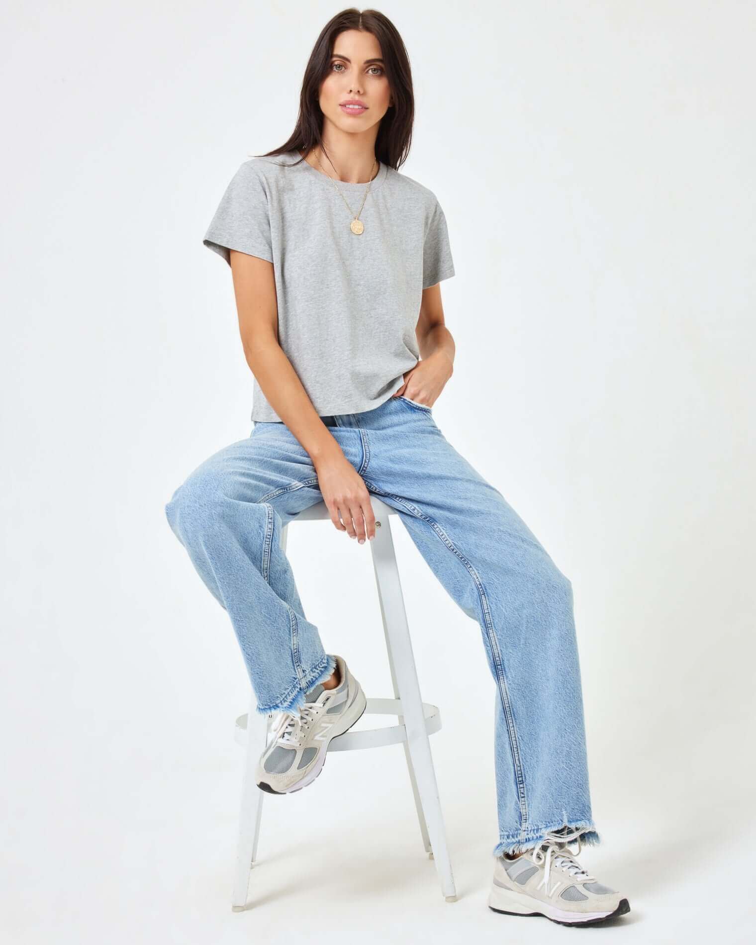 LSpace All Day Top in Heather Grey - Model
