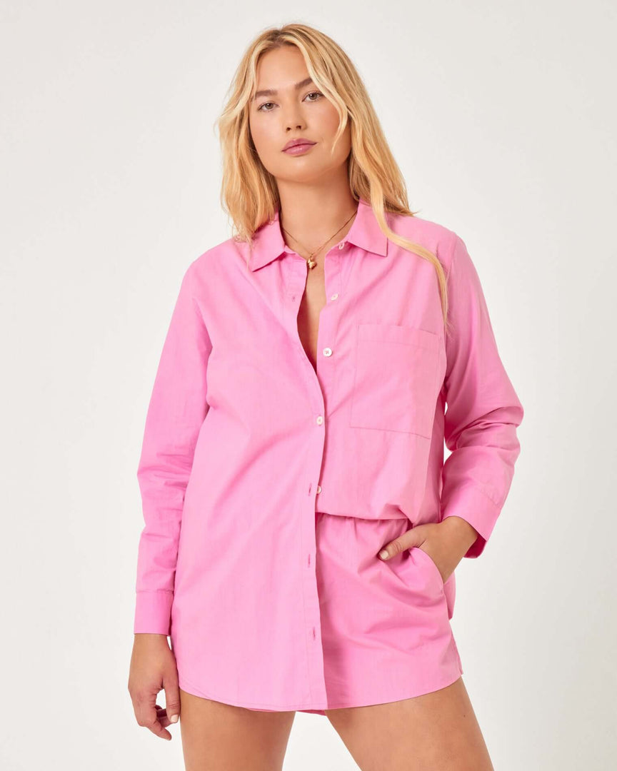 LSpace Poplin Skipper Top Guava - Front