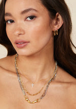 Load image into Gallery viewer, NatalieBJewelry-Uma-Gold-Hoops-Model-02
