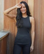 Load image into Gallery viewer, Outerknown Sojourn Ribbed Black Tank
