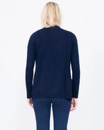 Load image into Gallery viewer, QUINN Yuna Cashmere Boyfriend Cardigan in Navy Blue - Back
