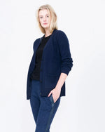 Load image into Gallery viewer, QUINN Yuna Cashmere Boyfriend Cardigan in Navy Blue - Front
