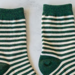Load image into Gallery viewer, Thin Stripe Casual Socks - Olive Green - Detail
