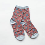 Load image into Gallery viewer, Vintage Daisy Flower Socks - Blue-Mauve
