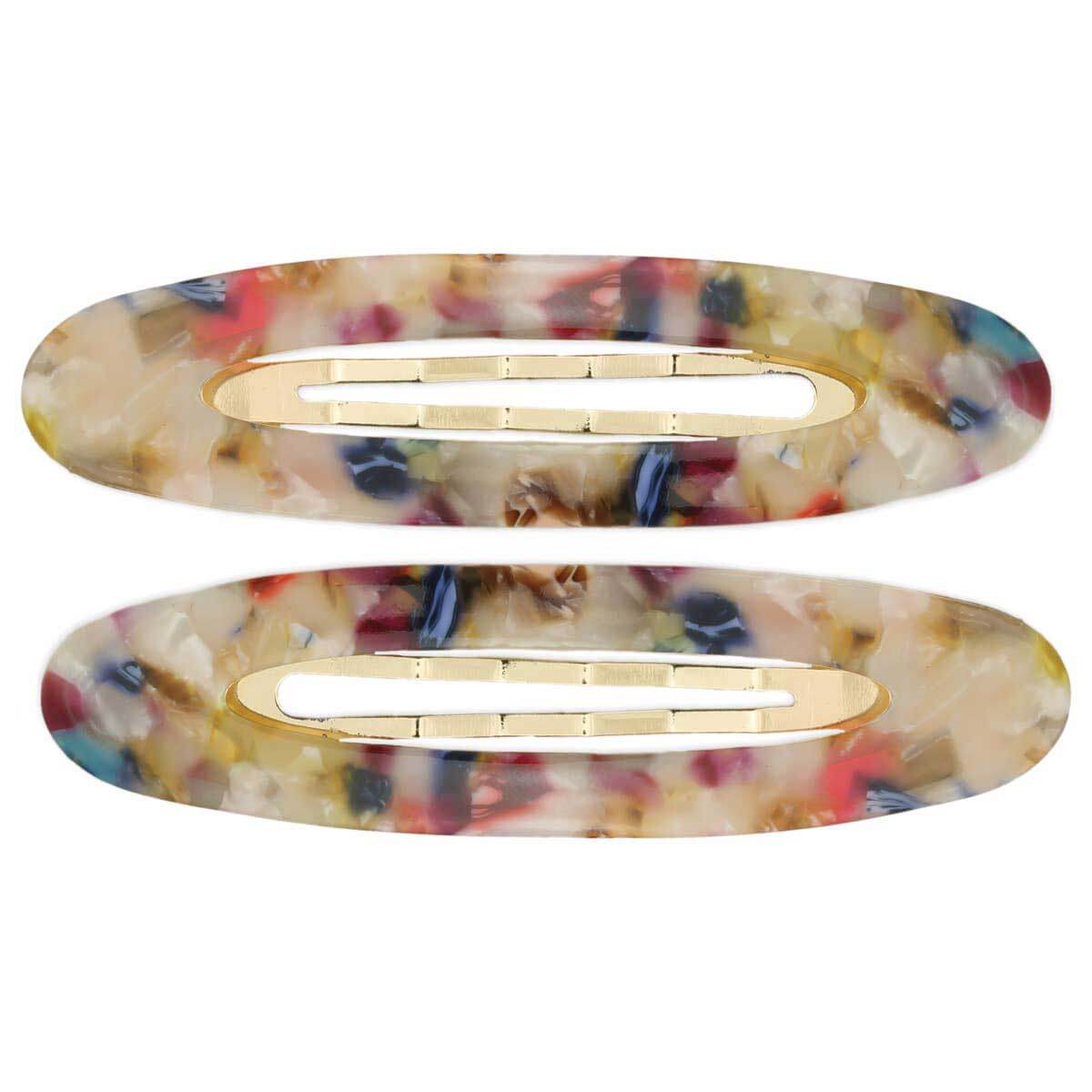 Wide Oval Retro Acrylic Hair Clip Multi-Color