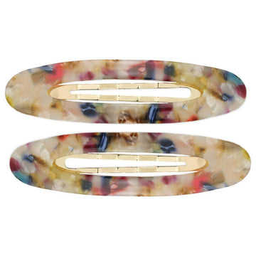Wide Oval Retro Acrylic Hair Clip Multi-Color
