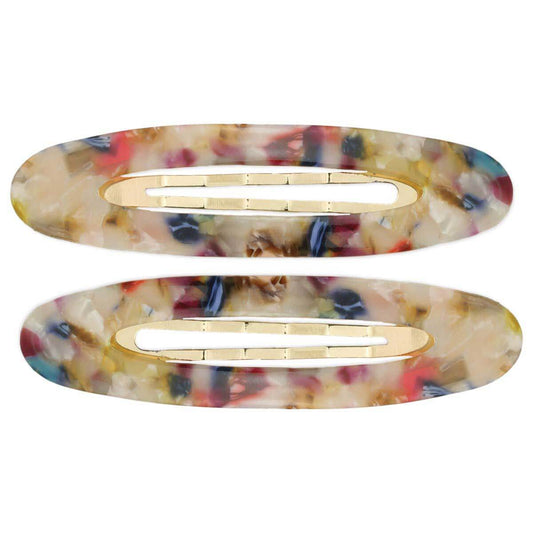 Wide Oval Retro Acrylic Hair Clip Multi-Color