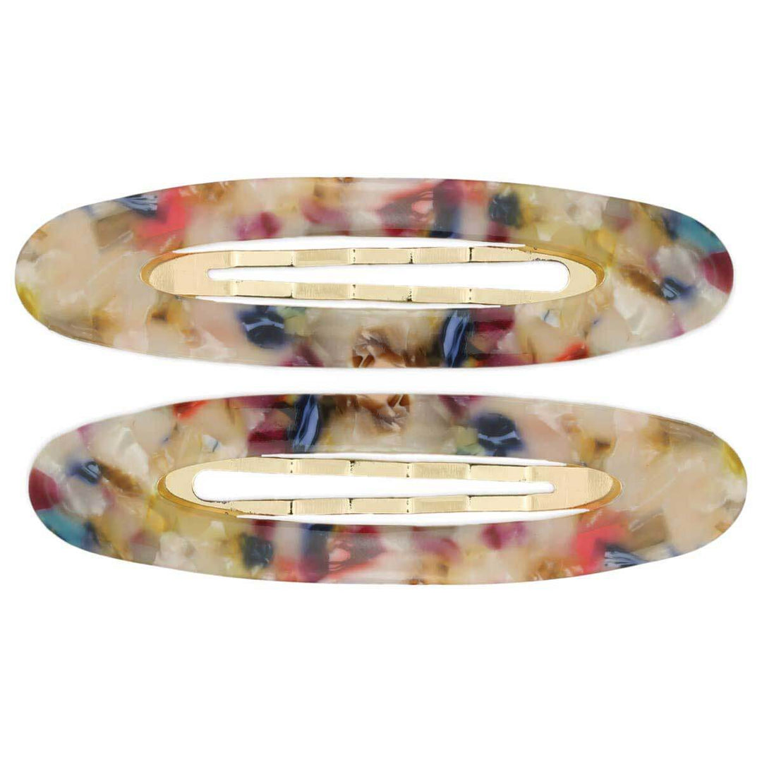 Wide Oval Retro Acrylic Hair Clip Multi-Color
