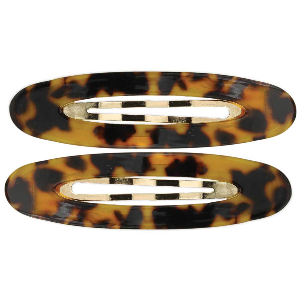 Wide Oval Retro Acrylic Hair Clip in Tortoise Shell