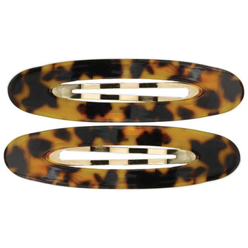 Wide Oval Retro Acrylic Hair Clip in Tortoise Shell