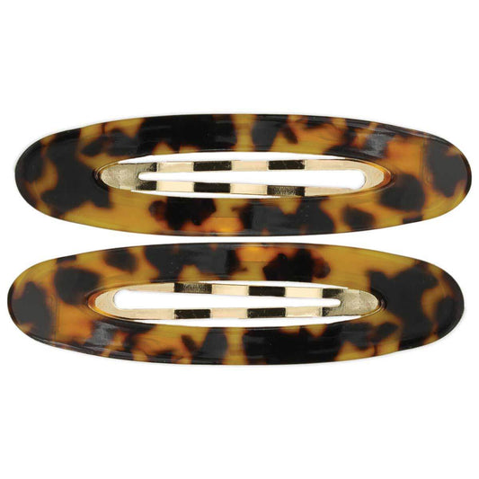 Wide Oval Retro Acrylic Hair Clip in Tortoise Shell