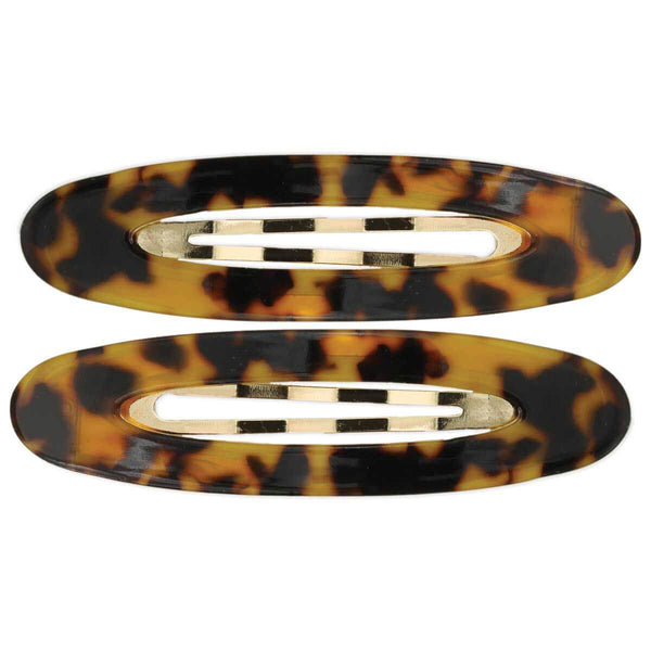 Wide Oval Retro Acrylic Hair Clip in Tortoise Shell