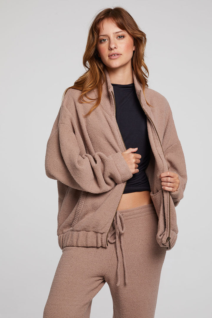 Chaser Kendall ZIp Jacket in Warm Taupe