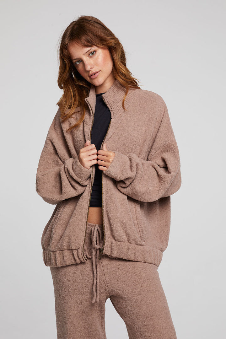 Chaser Kendall ZIp Jacket in Warm Taupe