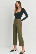 Load image into Gallery viewer, just-black-denim-trouser-wide-leg-olive-side
