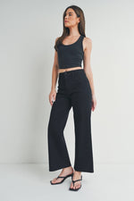 Load image into Gallery viewer, Just Black Denim Trouser Wide Leg Black
