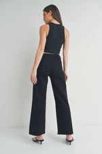 Load image into Gallery viewer, Just Black Denim Trouser Wide Leg Black
