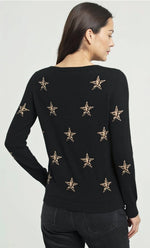 Load image into Gallery viewer, quinn-leopard-star-crew-neck-black-cashmere-03
