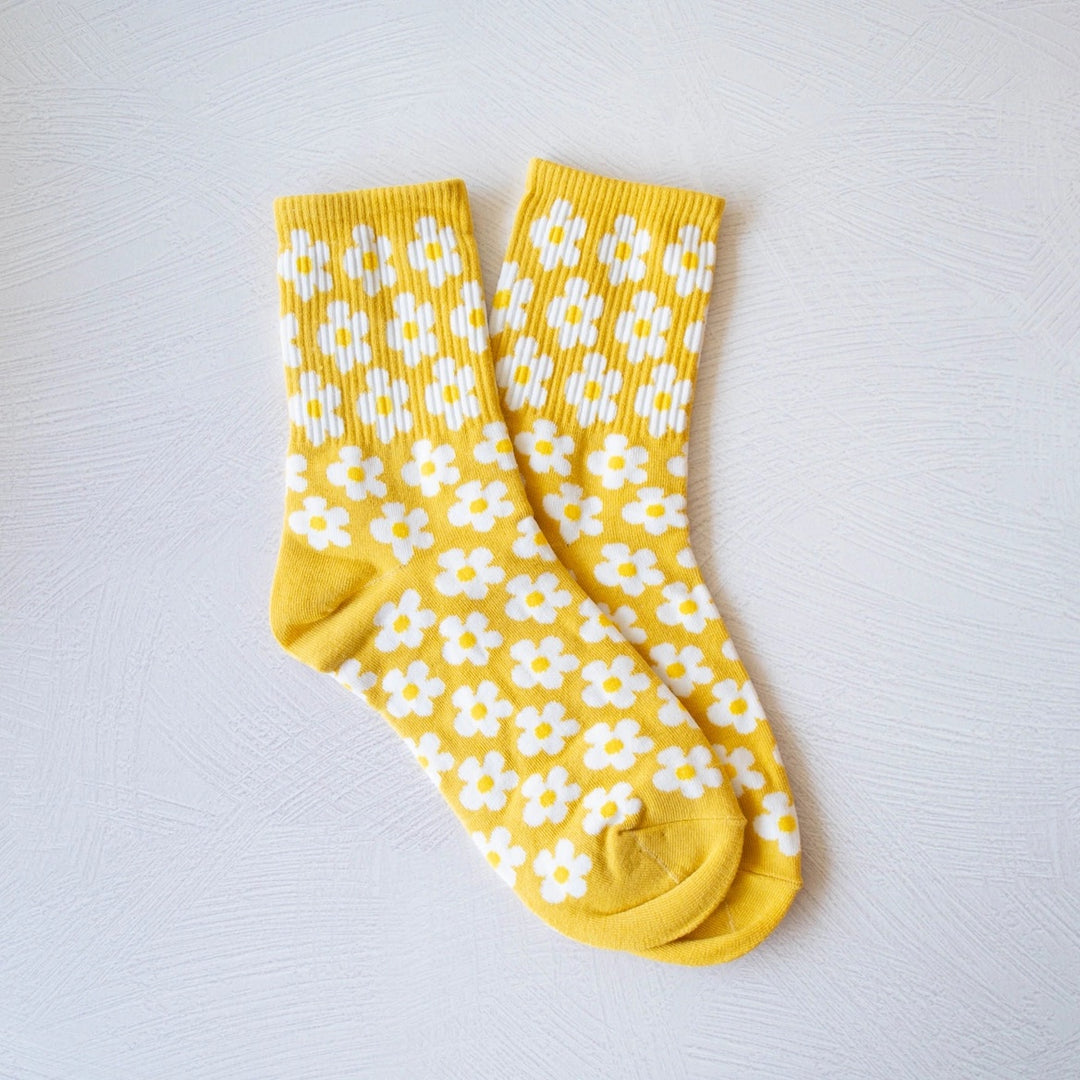 Tiepology Daisy Socks in Mustard