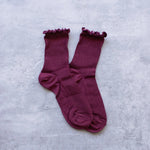 Load image into Gallery viewer, Wednesday Ruffle Sock - Wine
