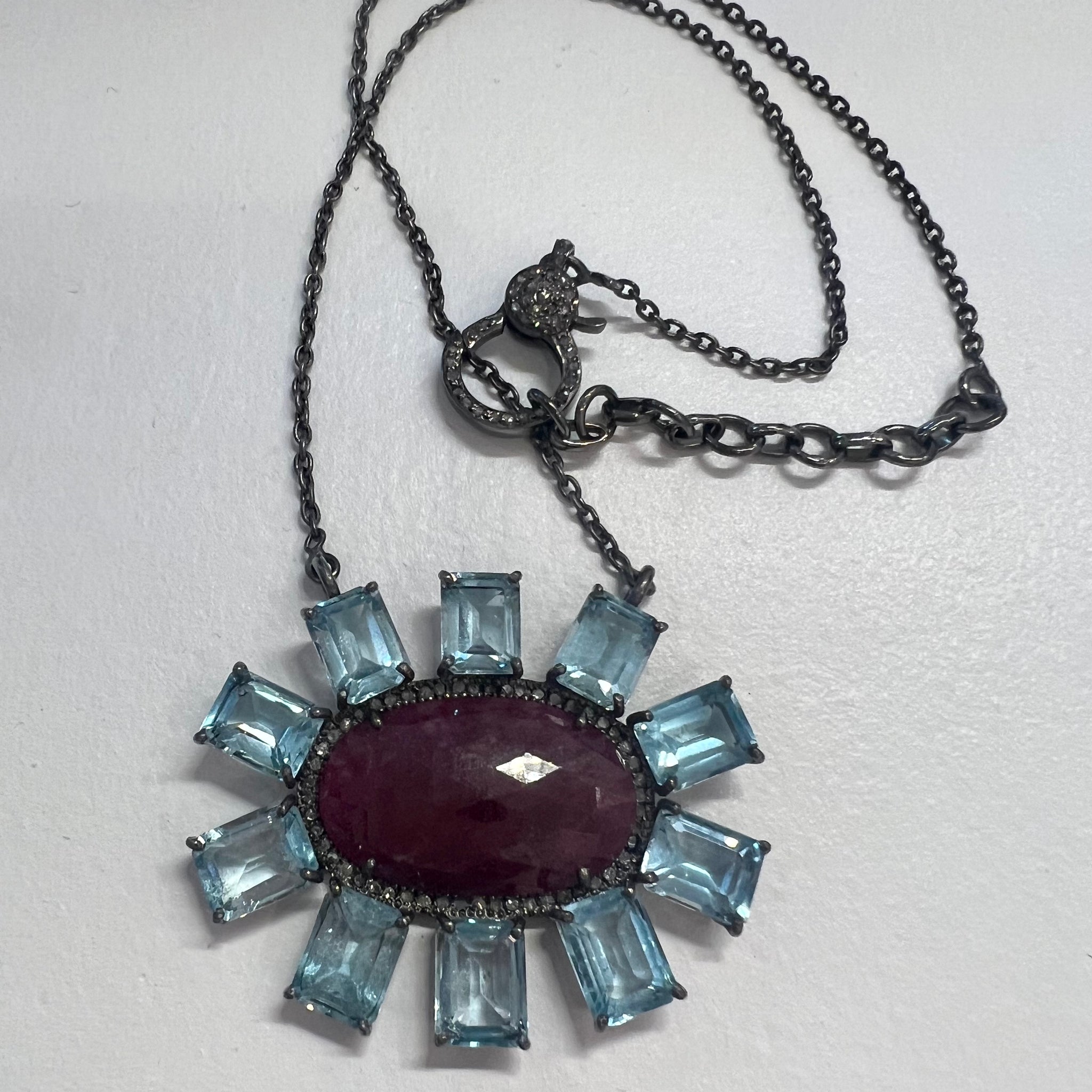 Flower Topaz Diamond Necklace