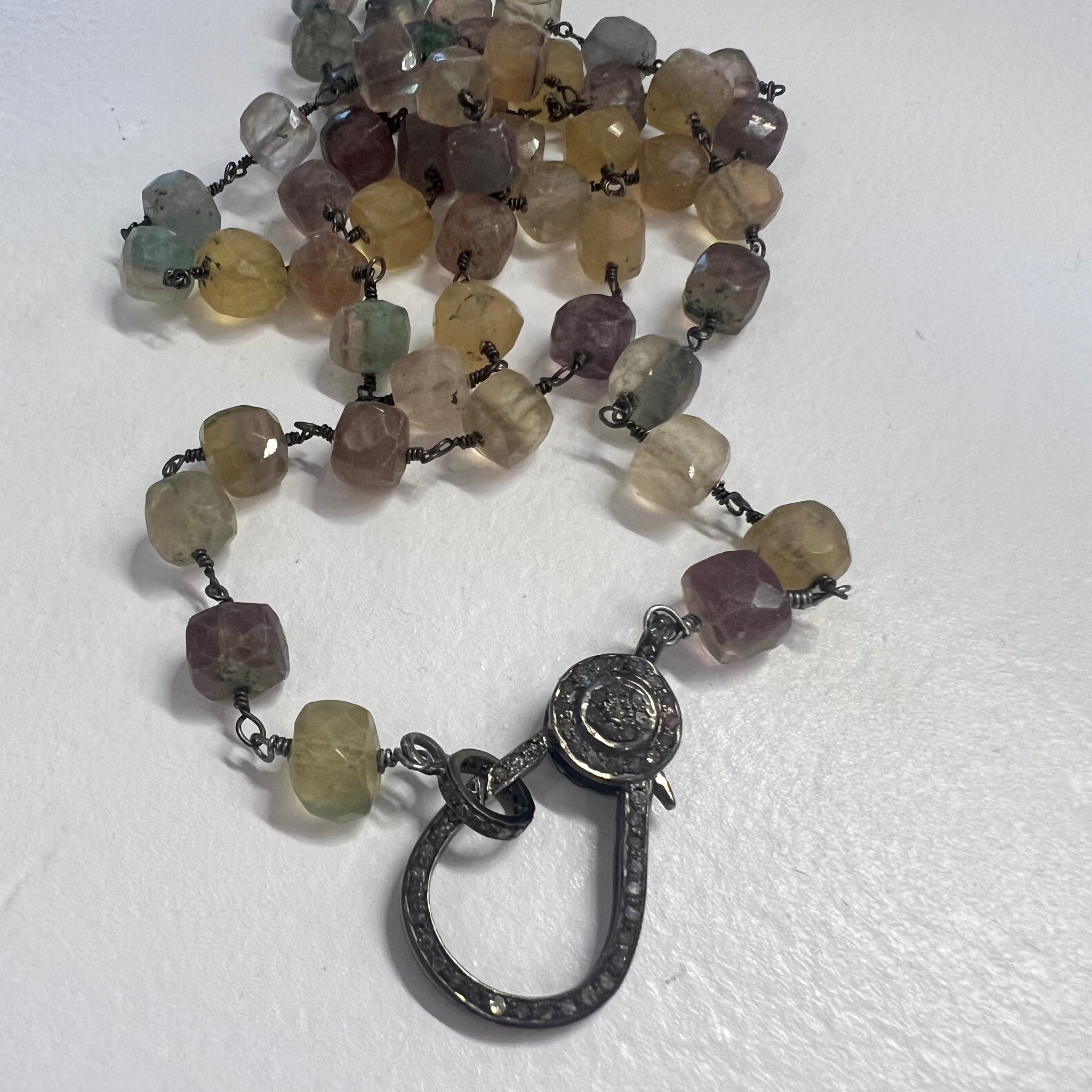 Multi Color Square Stone Necklace