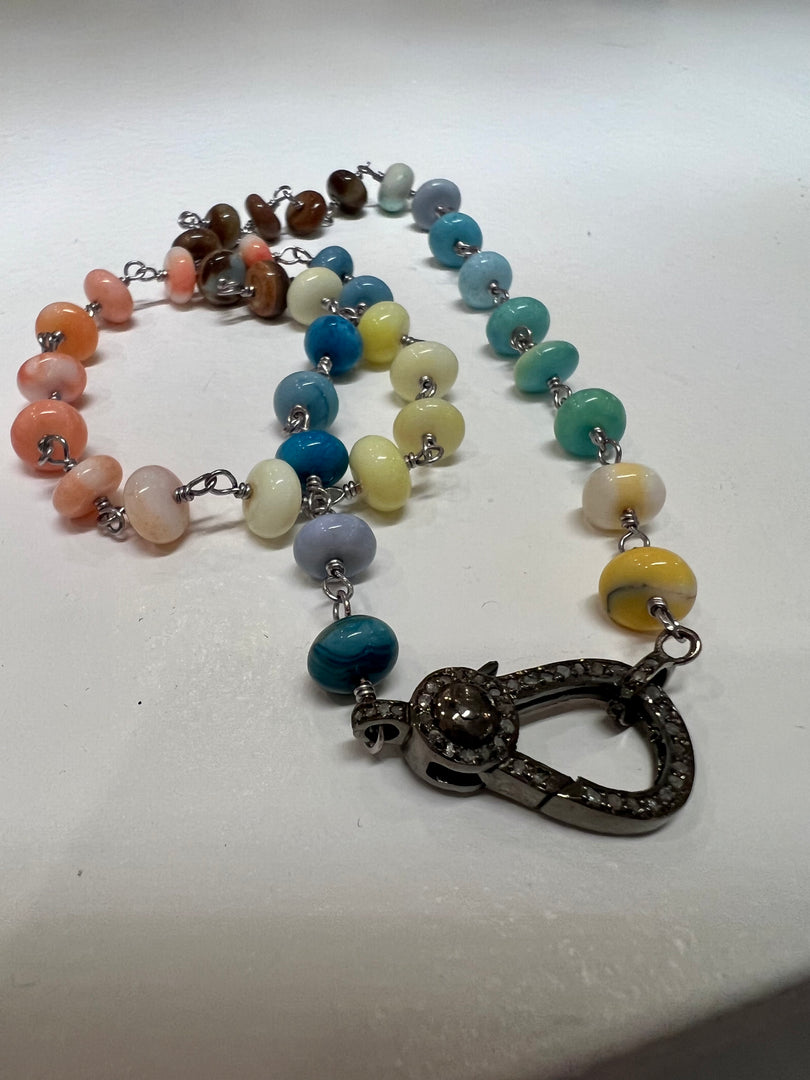 Rainbow Opal Necklace in Silver