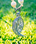 Load image into Gallery viewer, White Pearl13-15 mm Baroque Necklace with Diamond Clasp, Half Moon Diamond Pendant, Star Cluster Diamond Pendant

