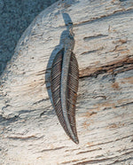 Load image into Gallery viewer, Black Carved Feather Diamond Pendant
