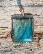 Load image into Gallery viewer, Labradorite Brilliant Square Diamond Pendant 2
